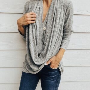 JustFab Gray Cowl Neck Sweater